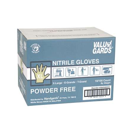 VALUGARDS Valugards White, Nitrile Disposable Gloves, Nitrile, Powder-Free, XL, 1000 PK, White 304340224